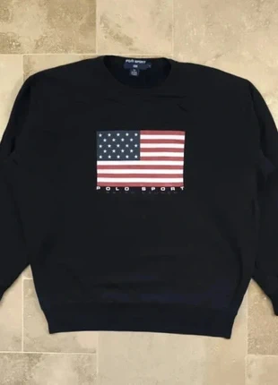 Sweat Polo Ralph Lauren Sport - Homme L - Noir flocage USA drapeau - Coton et acrylique, marque: Ralph Lauren, état: Bon état, taille: L, 42,00 €, 44,80 € Protection acheteurs (Pro) incluse