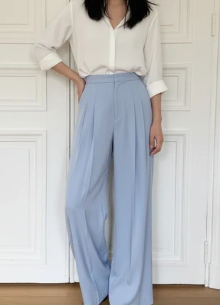 Pantalon bleu plissé classe bleu claire japonais ample 3117 minimaliste, marca: Ostramia, estado: Muito bom, tamanho: XXL / 44 / 16, €39.00, €41.65 inclui Proteção do Comprador Pro