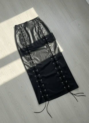 Vintage Jupe Longue Faux Cuir Noir Lacets Œillets Fendue Gothique, brand: Vintage Dressing, condition: Very good, size: M / 38 / 10, €59.90, €63.60 includes Buyer Protection