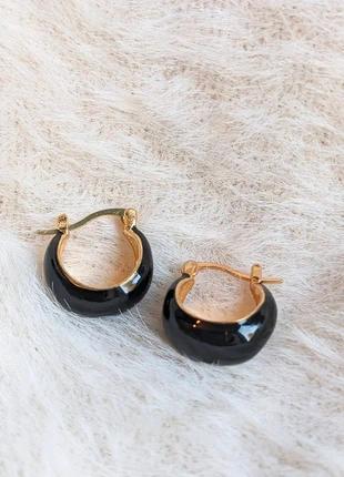 (1) boucles d'oreilles dorées fantaisie motif noir glacé tendance, marque: les petits V, état: Très bon état, 6,60 €, 7,63 € Protection acheteurs (Pro) incluse