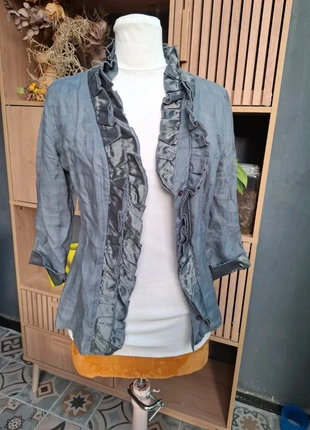 Chemise vintage à volants satinés en Lin Élégance rétro & féminine 🩶🪡, brand: Vintage Dressing, condition: New without tags, size: XXL / 44 / 16, €29.40, €31.57 includes Buyer Protection