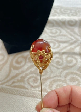 Pins Vintage Artisanal en Métal Doré et Perle de Bakélite, brand: bakélite, condition: Very good, €54.00, €57.40 includes Buyer Protection