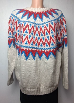 Pull d’hiver grosses mailles beige - Ethnic sweater H&M femme - Taille L, brand: H&M, condition: Very good, size: L / 40 / 12, €19.90, €21.60 includes Buyer Protection