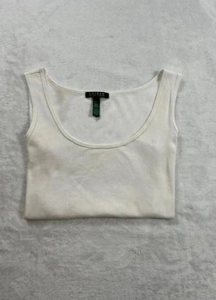 Haut débardeur court uni Lauren Ralph Lauren - Taille L Femme - Blanc logo brodé, brand: Ralph Lauren, condition: Good, size: L / 40 / 12, €4.00, €4.90 includes Buyer Protection