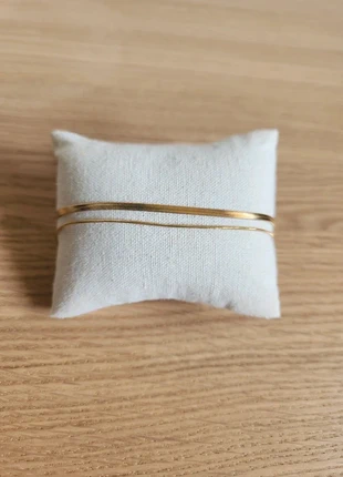 Bracelet acier inoxydable doré en maille anglaise double rang, marque: Le Marché, état: Neuf sans étiquette, 7,50 €, 8,58 € Protection acheteurs (Pro) incluse