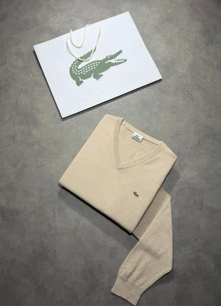 Pull léger Lacoste Vintage beige col V - Logo brodé - Laine & Acrylique - Taille XXL, brand: Lacoste, condition: Very good, size: XXL, €29.99, €32.19 includes Buyer Protection Pro