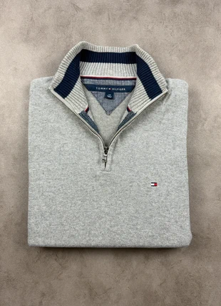 Pull Tommy Hilfiger Half zip 1/4 zip col camionneur Gris logo brodé Taille L #B001 - 233, marca: Tommy Hilfiger, estado: Bom, tamanho: L, €25.00, €26.95 inclui Proteção do Comprador