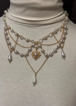 Collier multi rangs baroque perles avec pendentif cœur flamboyant – Elégant, mariage, brand: Fait Main, condition: Very good, €12.00, €13.30 includes Buyer Protection