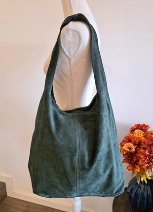 Carteira shopper em pele verde escuro com 1 alça Borse in Pelle, marca: Borse in Pelle, estado: Novo sem etiquetas, €42.50, €45.33 inclui Proteção do Comprador