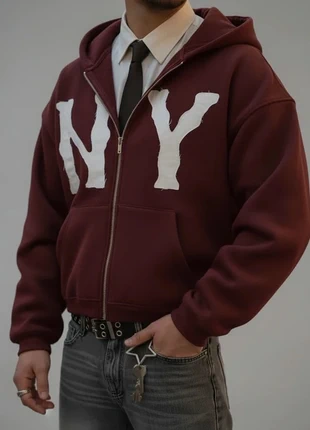 Hoodie Zip Bordeaux "New York" Y2K - Streetwear Vintage, marque: y2k, état: Très bon état, taille: M, 39,90 €, 42,60 € Protection acheteurs (Pro) incluse