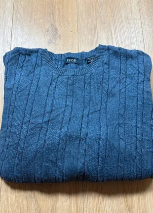 Pull IZOD bleu marine torsadé 100% coton col rond homme L style preppy américain vintage chic, marca: IZOD, estado: Muy bueno, tamaño: L, 30,00 €, 32,20 € Protección al comprador incluida