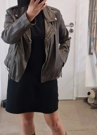 Perfecto en cuir kaki - IKKS- T.L, brand: IKKS, condition: Very good, size: L / 40 / 12, €80.00, €84.70 includes Buyer Protection