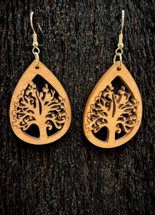 Boucles d’oreilles en bois – Attache crochet plaqué or – Style naturel et bohème, brand: Fait Main, condizioni: Ottime, €2.90, €3.75 include la Protezione acquisti