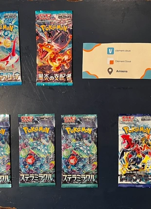 Lot 9 boosters Pokémon jap + 1 Ruler Black Flame offert, brand: Pokémon, condition: New with tags, €30.00, €32.20 includes Buyer Protection