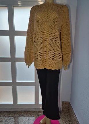 Jersey calado beige oversize estilo boho, marque: YOLSSLOY 🌸, état: Neuf sans étiquette, taille: S / 36 / 8, 8,00 €, 9,10 € Protection acheteurs incluse