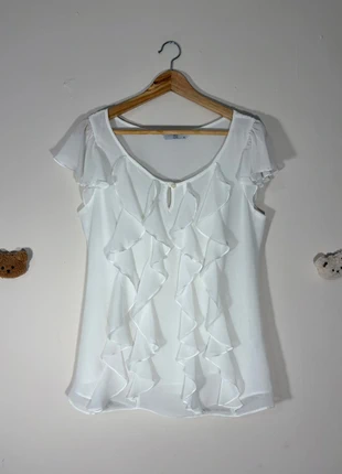 Ladies YK2 vintage style blouse frilly top 12, brand: Vintage, condition: Very good, size: L / 12, £8.00, £9.10 includes Buyer Protection