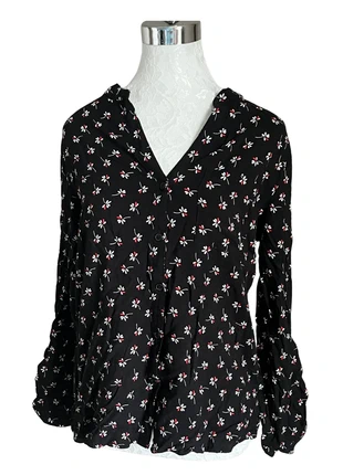 Blouse fleurie – Femme – Primark – Taille 42 – Noir & motifs rouges, brand: Primark, condition: Very good, size: XL / 42 / 14, €4.00, €4.90 includes Buyer Protection