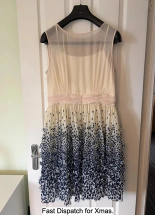 APART Fashion Blue Cream Chiffon Mid Length Dress Sz 16 Cocktail Evening Parties, brand: Apart, condition: Very good, size: XXL / UK 24-26, £19.90, £21.60 includes Buyer Protection