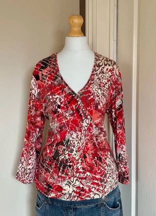 Vintage 2000s leopard print abstract long sleeve top, brand: Ruby Rd., condition: Very good, size: M / UK 12-14, £10.00, £11.20 includes Buyer Protection