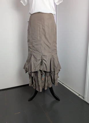 Jupe bohème vintage longue volantée taupe taille 36/38, marke: Vintage Dressing, zustand: Sehr gut, größe: S / 36 / 8, 15,00 €, 16,45 € inklusive Vinted-Käuferschutz