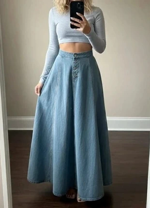 Jupe longue évasée denim vintage chic boutons devant, marque: denim étoilé, état: Très bon état, taille: S / 36 / 8, 77,99 €, 82,59 € Protection acheteurs (Pro) incluse