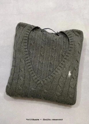 Pull Torsadé col en V Polo Ralph Lauren Gris 100% Coton Pull tressé - Taille M /862R, marca: Ralph Lauren, estado: Muito bom, tamanho: M / 38 / 10, €49.00, €52.15 inclui Proteção do Comprador Pro