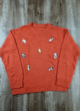 Pull col rond orange brodé chats dessin animé, marque: Vintage Dressing, état: Très bon état, taille: M / 38 / 10, 12,90 €, 14,25 € Protection acheteurs (Pro) incluse