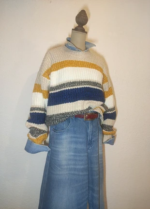 Jersey Easy Wear oversize multicolor T.L – punto grueso suave y cuello redondo, marca: Easy Wear, estado: Muito bom, tamanho: L / 40 / 12, €25.00, €26.95 inclui Proteção do Comprador