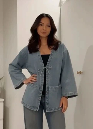 Veste kimono denim en jean large bleu grisé, style minimal chic taille M, brand: shawly, condition: Very good, size: M / 38 / 10, €52.90, €56.25 includes Buyer Protection