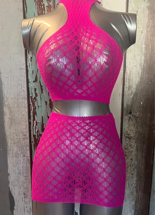 Pink mesh 2-piece set – top + skirt, état: Neuf sans étiquette, taille: Taille unique, 3,60 €, 4,48 € Protection acheteurs incluse