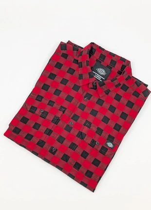 Camicia Dickies uomo L rossa e nera a quadri cotone 100% logo bianco, marke: Dickies, zustand: Sehr gut, größe: L, 39,00 €, 41,65 € inklusive Vinted-Käuferschutz