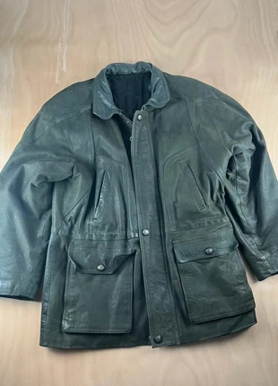Vintage genuine cow leather jacket for a minimalist style • men • green, brand: Vintage Dressing, condition: Very good, size: L, €44.90, €47.85 includes Buyer Protection
