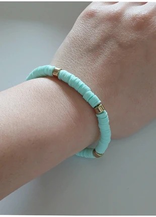 Bracelet perles heishi turquoise – élastique, style bohème chic, brand: Tendance, condition: Very good, €1.05, €1.80 includes Buyer Protection Pro