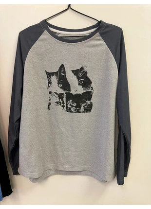 Camiseta gris de gatos SHEIN – Talla XL, marque: Shein, état: Très bon état, taille: XL / 42 / 14, 5,00 €, 5,95 € Protection acheteurs incluse