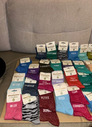 Chaussettes à paillette, marque: Chaussettes, état: Neuf avec étiquette, taille: S | 35–38, 3,00 €, 3,85 € Protection acheteurs incluse