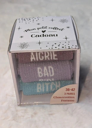 Coffret 3 Paires de Chaussettes Aigrie Bad Girl Bitch à offrir Neuf STC Cadeau, marque: STC, état: Neuf avec étiquette, taille: M | 39–42, 12,90 €, 14,25 € Protection acheteurs (Pro) incluse