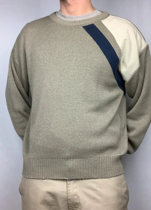 Pull Col Rond Beige avec empiècement bleu Vintage, merk: Rodier, staat: Veelgebruikt, maat: L, € 8,00, € 9,10 inclusief Kopersbescherming Pro