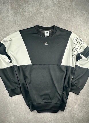 Adidas Originals Black White Colour-Block Crewneck Spellout Sweatshirt, marque: adidas, état: Bon état, taille: XL, 29,90 €, 32,10 € Protection acheteurs incluse