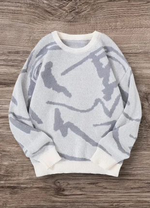 Pull Vintage Blanc Gris Clair ZigZags Taille L - Grunge 90s Y2K Knit Streetwear Retro Oversize, marque: y2k, état: Très bon état, taille: L / 40 / 12, 54,99 €, 58,44 € Protection acheteurs (Pro) incluse