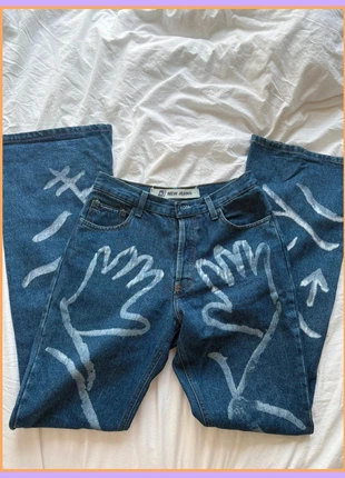 Super gave denim broek met handen patroon vintage vibes, marque: New Jeans, état: Très bon état, taille: S / 36 / 8, 10,50 €, 11,73 € Protection acheteurs incluse