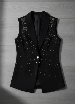 Gilet blazer noir sans manches à strass, brand: Luna Rossa, condition: Very good, size: M / 38 / 10, €49.99, €53.19 includes Buyer Protection