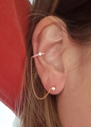 Monoboucle piercing chaine d'oreille Yumy en argent 925 dorée pendientes earring, marke: le secret des Ménines, zustand: Neu, 13,00 €, 14,35 € inklusive Vinted-Käuferschutz