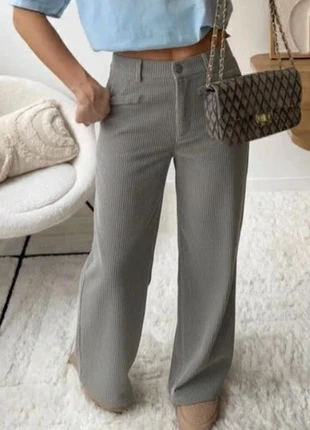 Pantalon gris côtelé large, marke: Lil' Atelier, zustand: Neu, größe: S / 36 / 8, 35,00 €, 37,45 € inklusive Vinted-Käuferschutz