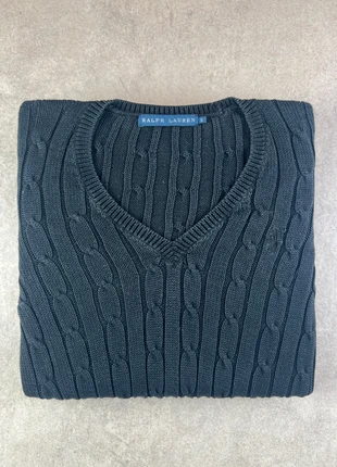 Pull Torsadé Polo Ralph Lauren Noir Taille S Pima Coton Cable Knit Sweater Col V Vneck A044, marke: Ralph Lauren, zustand: Sehr gut, größe: S / 36 / 8, 59,99 €, 63,69 € inklusive Vinted-Käuferschutz