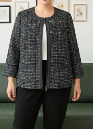 THEA 42 plus - Veste/Jasje/Jacke - Chic Tweed & Denim - T42/Gr. 42, marca: THÉA, estado: Muito bom, tamanho: XL / 42 / 14, €15.00, €16.45 inclui Proteção do Comprador