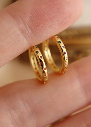 Gold Plated Rainbow Colourful Geometric Dot Hoop Earrings, Everyday Hoops, brand: Gold Plated Rainbow Hoop Earrings, condition: Very good, £8.00, £9.10 includes Buyer Protection Pro