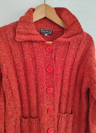 Cardigan orange laine mélangée côtelée chinée fils multicolores col revers 38 vintage, marque: Vintage Dressing, état: Très bon état, taille: M / 38 / 10, 25,00 €, 26,95 € Protection acheteurs incluse
