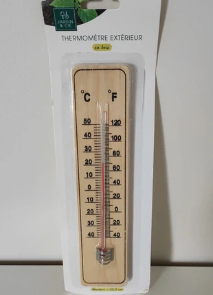 Thermomètre extérieur en bois neuf, marque: jardin&cie, état: Neuf avec étiquette, 5,00 €, 5,95 € Protection acheteurs incluse