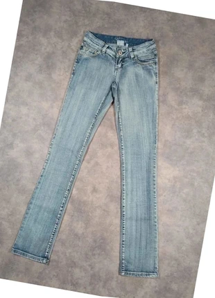 Jean droit taille basse bleu clair acid wash femme – taille FR 34 W25 US 6 vintage Y2K, marca: Vintage Dressing, estado: Muito bom, tamanho: XS / 34 / 6, €14.90, €16.35 inclui Proteção do Comprador