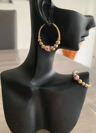 Boucles d’oreilles créoles chics dorées perles colorées, brand: Tendance, condizioni: Ottime, €7.90, €9.00 include la Protezione acquisti Pro